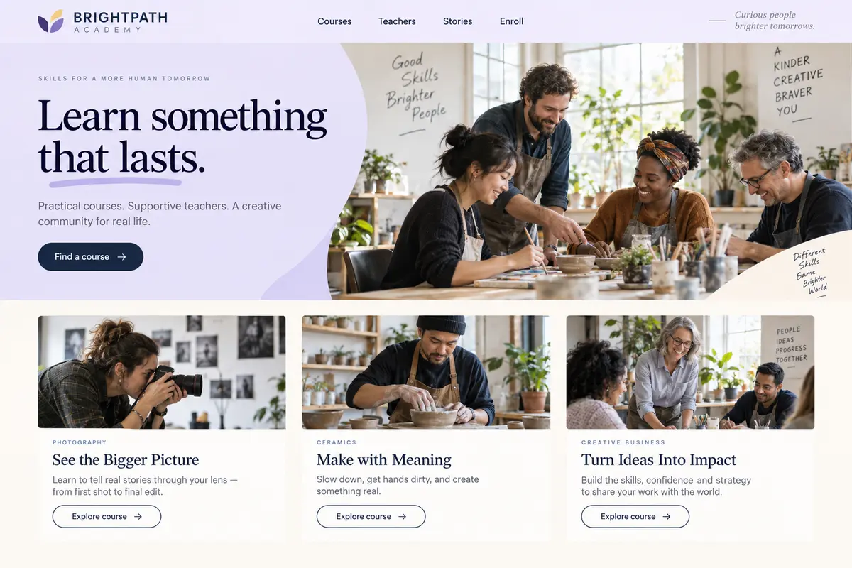 Brightpath 教育 行业网站设计示意图