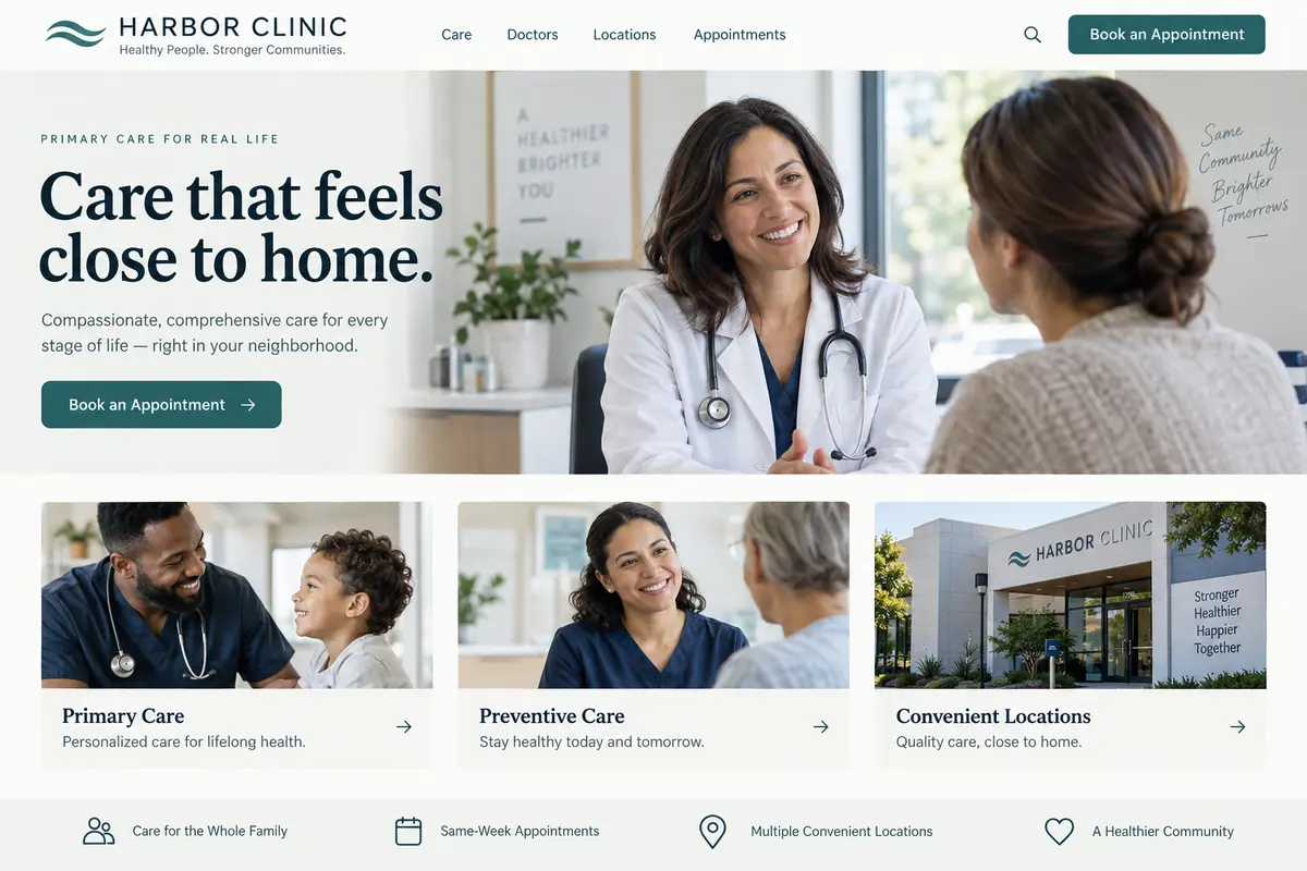 Harbor Clinic 行业网站设计示意图