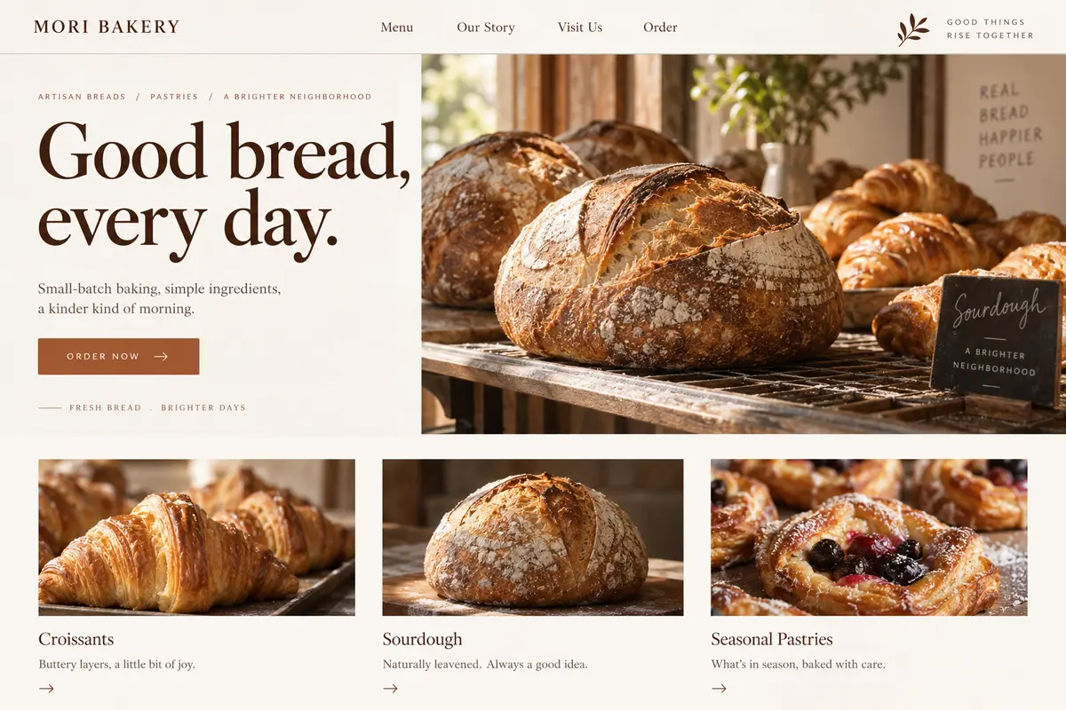 Mori Bakery 行业网站设计示意图